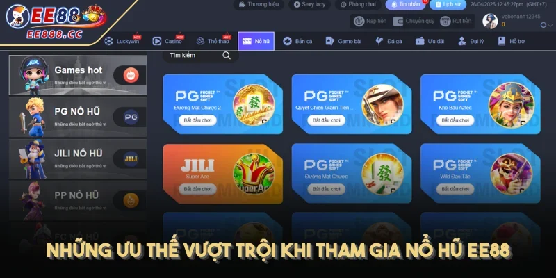 Những ưu thế vượt trội khi tham gia nổ hũ EE88